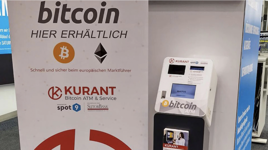 Hier gibt es Kryptowährungen aus dem Automaten. (Foto: Kurant) Bitcoin aus dem Automaten: Saturn verkauft jetzt auch Kryptowährungen