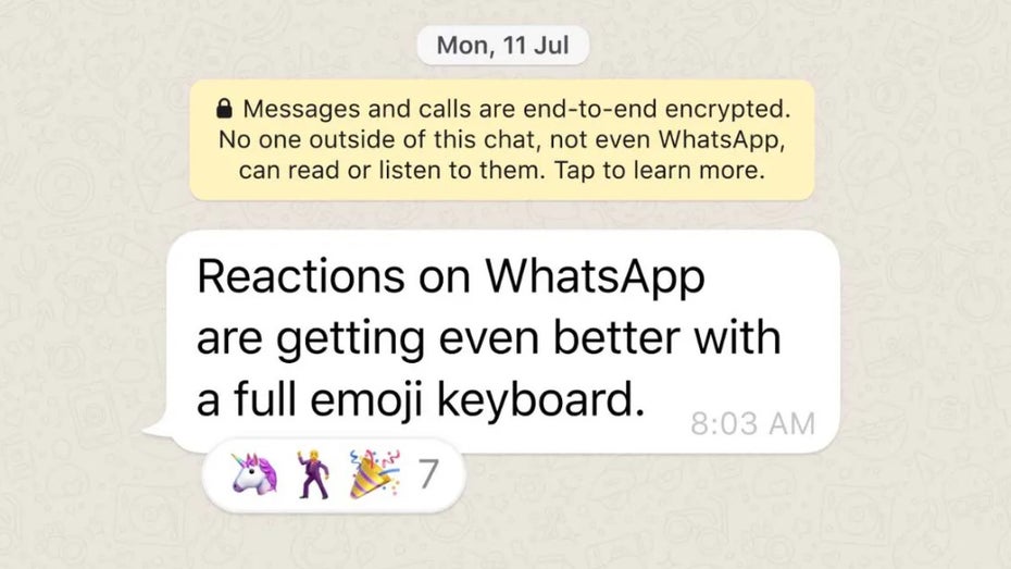 Whatsapp kündigt Erweiterung von Emoji-Reaktionen an Whatsapp kündigt Erweiterung von Emoji-Reaktionen an