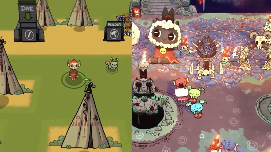 Auch bei „Cult of the Lamb“ gab es große Unterschiede zwischen dem frühen Entwicklungsstadium und der finalen Version. (Screenshot: Massive Monsters/ t3n.de) GTA 6-Hack: Game-Developer zeigen, wie ihre Spiele zu Beginn aussahen