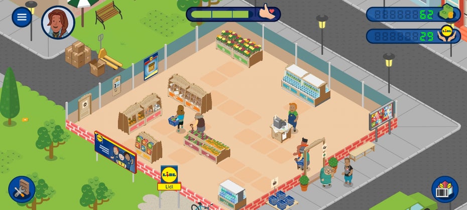 Screenshot aus dem LIDL Ad Game: Ein kleines Supermarkt-Spiel