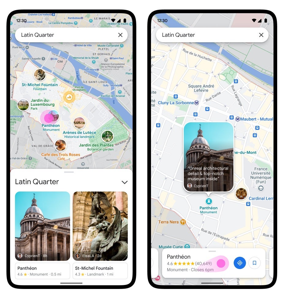 Screenshots vom Neighborhood Vibe in Google Maps