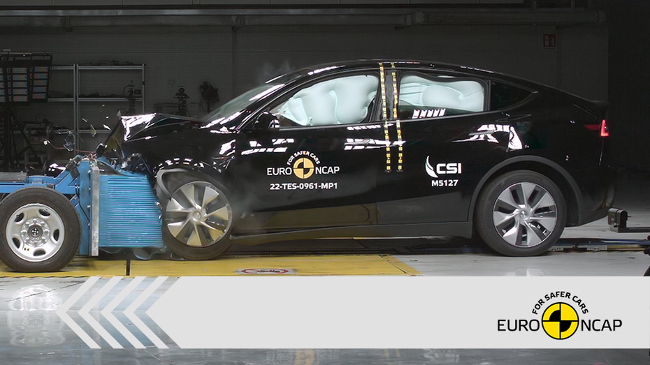 Die Crashtests der Euro NCAP absolvierte das Model Y aus Grünheide mit Bravour. (Foto: Euro NCAP) Sicherheitstest: Tesla Model Y schlägt alle Neuwagen der letzten 2 Jahre