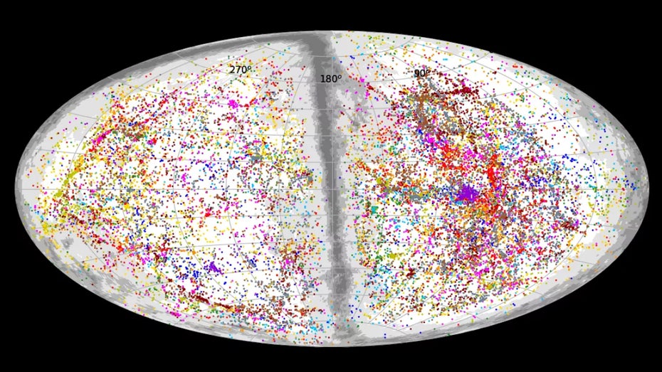 Die Karte, erstellt von Forscher:innen der Universität von Hawaii, zeigt 56.000 Galaxien. (Bild: University of Hawaii)