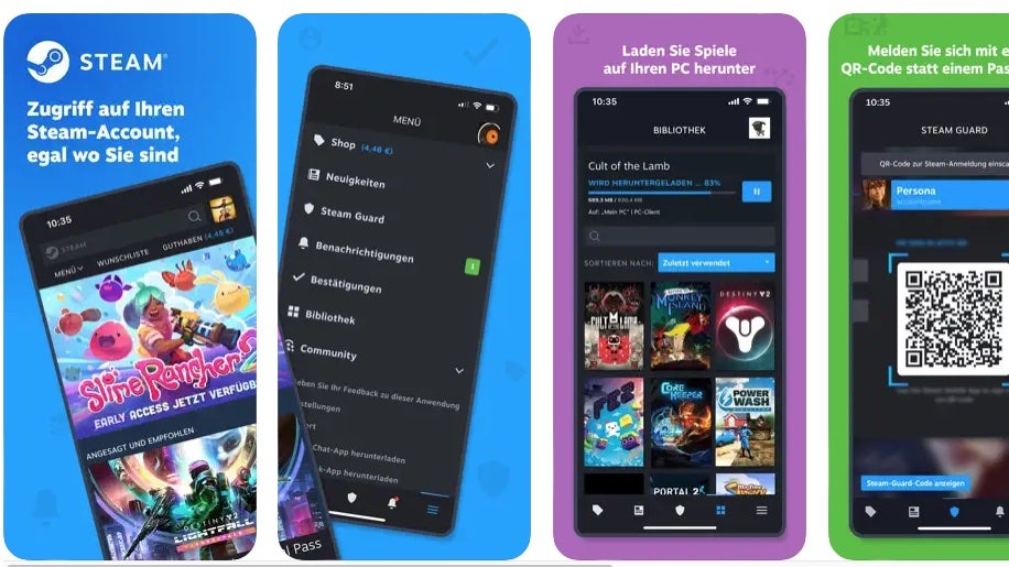 Redesign der Steam-Mobile-App. (Bild: Valve) Login per QR-Code und mehr: Valve verpasst Steam-Mobile-App umfangreiches Redesign