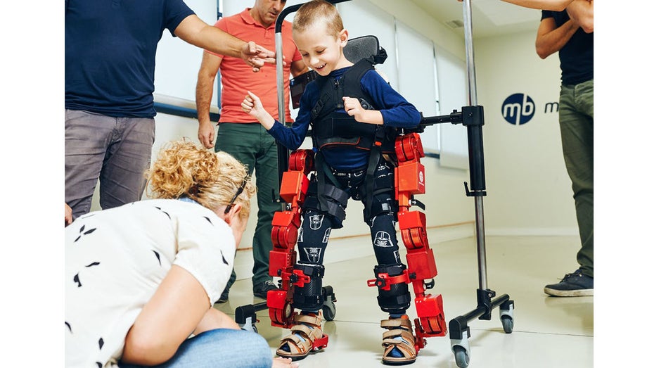 Robotic exoskeleton lets eight-year-old walk