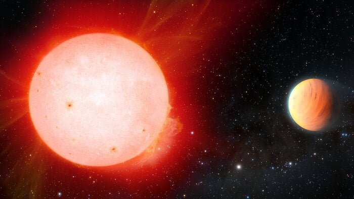 Extrem leichter Marshmallow-Exoplanet, der um Roten Zwerg rast, verblüfft Forscher