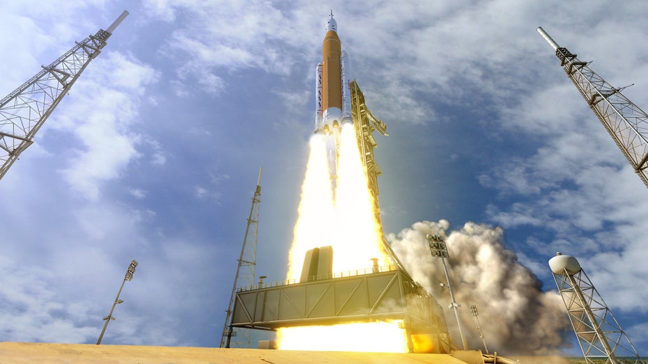 Die SLS-Rakete hat das europäische Raumschiff Orion ins All befördert. Es sammelt dabei Rekorde. (Foto: Nasa) Artemis 1: Nasa startet SLS-Rakete mit Orion-Raumkapsel zum Mond