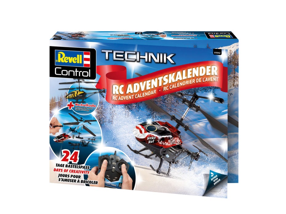 Eine Box in der ein ferngestuerter Helikopter verpackt ist