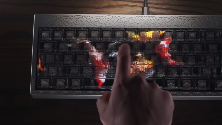 Den Tastendruck begleiten grafische Effekte, die auf der Gaming-Grafik-Engine Unreal basieren. (Screenshot: Finalmouse/t3n.de) Diese Gaming-Tastatur hat ein Display unter den Tasten
