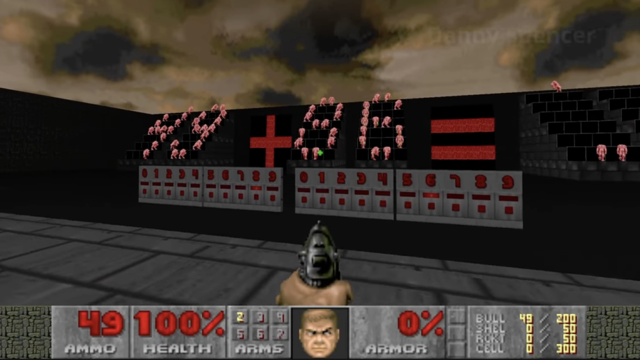 Doom mit Rechenmaschine. (Screenshot: Youtube) „Doom“ kann mehr: Entwickler baut Addiermaschine in Videospiel ein