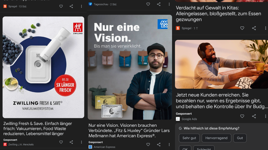 Google bestätigt: Anzeigen in Discover werden in Deutschland ausgerollt Google bestätigt: Anzeigen in Discover werden in Deutschland ausgerollt