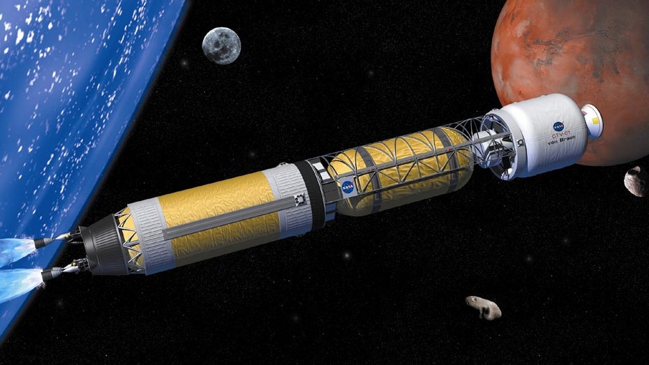 Die Nasa will mit einer Atomrakete zum Mars. Ein neues Verfahren könnte den Vorstoß revolutionieren. (Bild: Nasa) Nasa: Neuer Nuklearantrieb soll Rakete in 45 Tagen zum Mars bringen