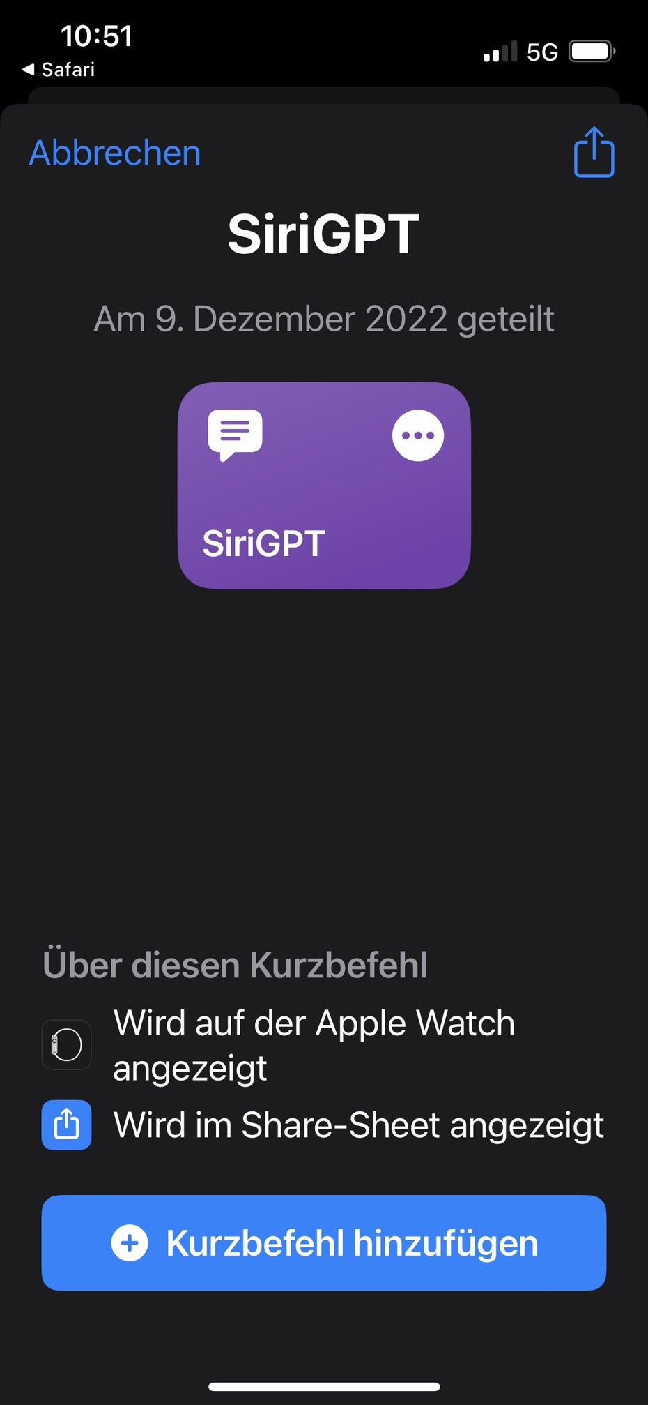 SiriGPT-Kurzbefehl