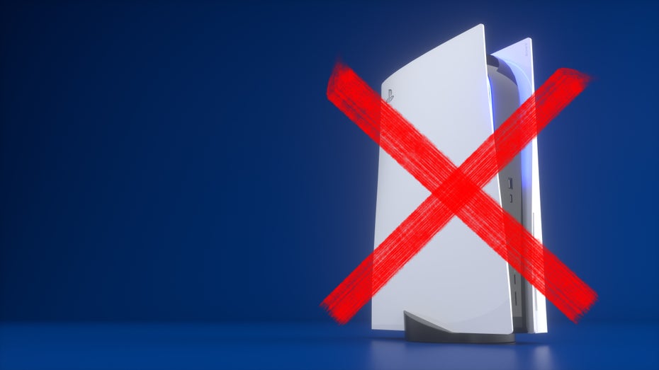 Laut Konsolenwerkstätten sollte man seine Playstation 5 besser nicht vertikal aufstellen. (Bild: mkfilm/Shutterstock/t3n) PS5: Werkstätten sagen, ihr solltet die Playstation nicht aufrecht hinstellen