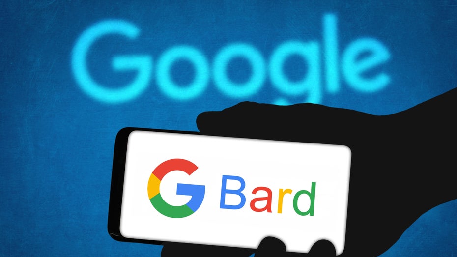 Googles KI-Chatbot Bard auf einem Smartphone-Display. (Bild: Shutterstock/Gguy)