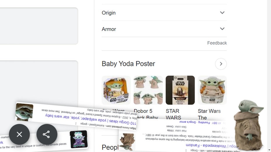 Grogu macht die Suchergebnisse unsicher. (Screenshot: Google / t3n) Google-Easter-Egg: So findet ihr Baby Yoda in der Suche