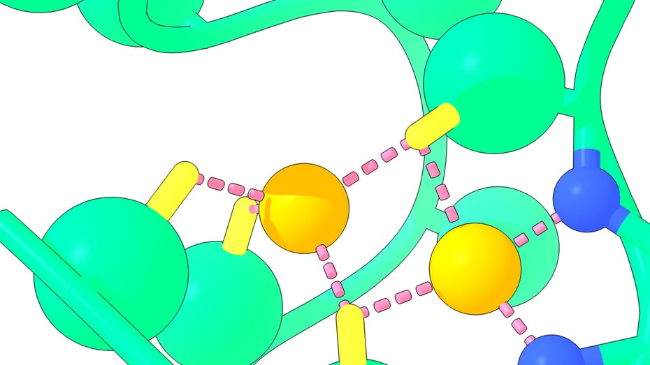 Mit dem Pionier-Peptid „Nickelback“ könnte das Leben auf der Erde begonnen haben. (Renderbild: Nanda Laboratory) Pionier-Peptid Nickelback