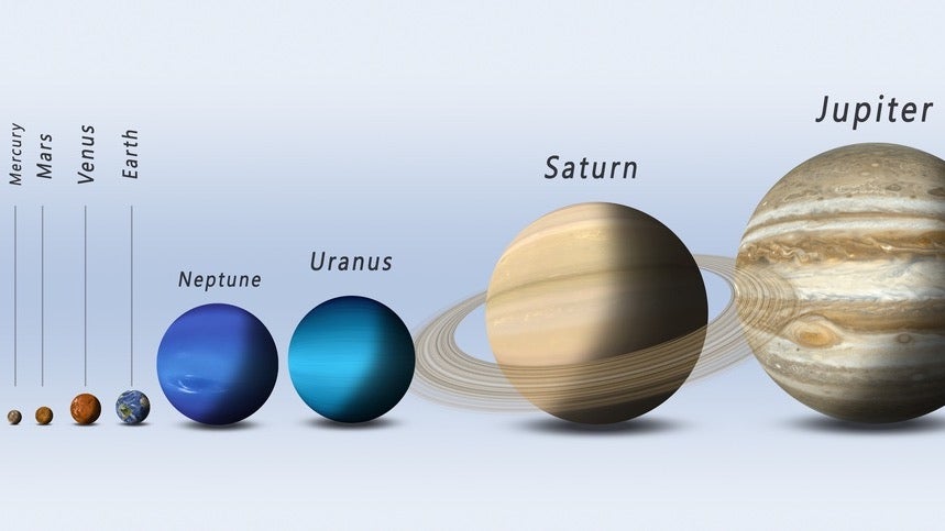 Planeten im Größenvergleich: Riesige Lücke zwischen Erde und Neptun. (Bild: Alexaldo/Shutterstock) Planeten Erde Neptun