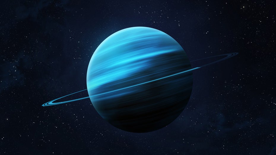 Ein 3D-Rendering des Uranus, drittgrößter Planet des Sonnensystems. (Foto: Shutterstock / buradaki) James-Webb-Teleskop: Neues Bild macht Wolken auf Uranus sichtbar