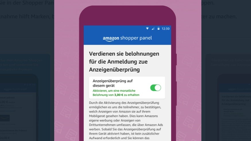 Anzeigenüberprüfung: Amazon Shopper Panel in Deutschland gestartet. (Screenshot: Amazon, t3n) Amazon Shopper Panel Deutschland