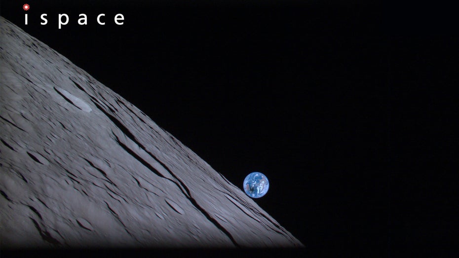 Dieses Foto wurde vom Mondlander von Ispace geschossen. (Bild: Ispace) Livestream: Privates Raumschiff landet in wenigen Stunden auf dem Mond