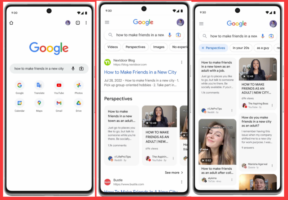 Screenshots des Google Perspective Features