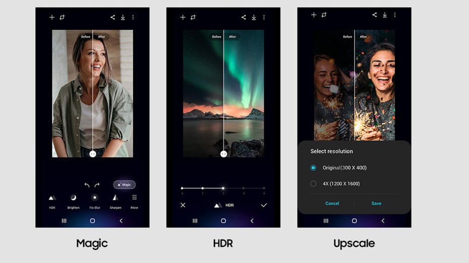 Die App soll die Bildbearbeitung vereinfachen. (Bild: Samsung) Galaxy Enhance-X: Samsung veröffentlicht App für KI-Bildbearbeitung