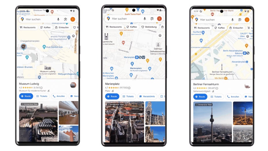 Diese Sehenswürdigkeiten sind nun verfügbar. (Foto: Google) Google Maps Immersive View startet mit Sehenswürdigkeiten in Deutschland