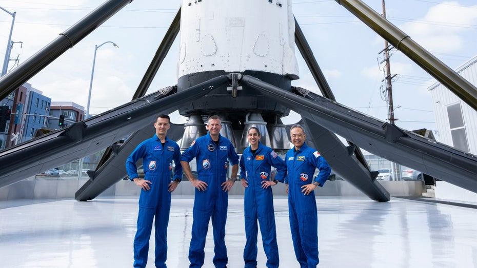 Diese vier Astronauten fliegen zur ISS. (Foto: Nasa) Huginn: Hier könnt ihr den Start der europäischen Weltraummission live verfolgen