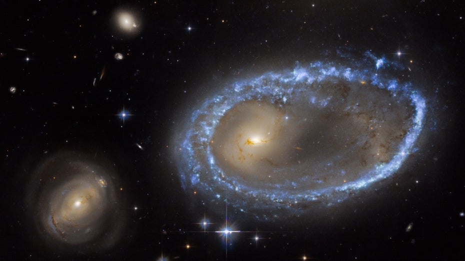 Ringgalaxie AM 0644-741. (Symbolbild: Nasa, Esa, Hubble, HLA/ Bearb.: Jonathan Lodge) Ringgalaxie AM 0644-741