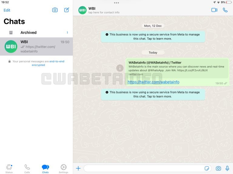 iPad-App von Whatsapp
