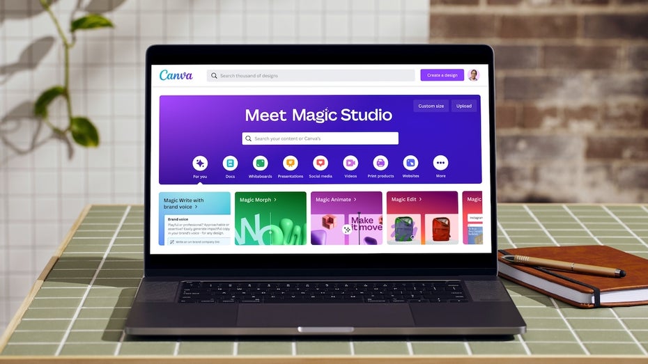Canva Magic Studio beinhaltet gleich eine ganze Reihe von integrierten KI-Tools, weitere lassen sich hinzufügen. (Bild: Canva) Canva: Diese KI-Tools sollen Adobe ins Schwitzen bringen