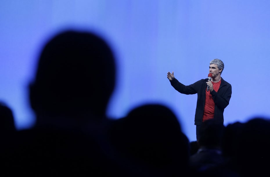 Larry Page hält für Google eine Keynote..