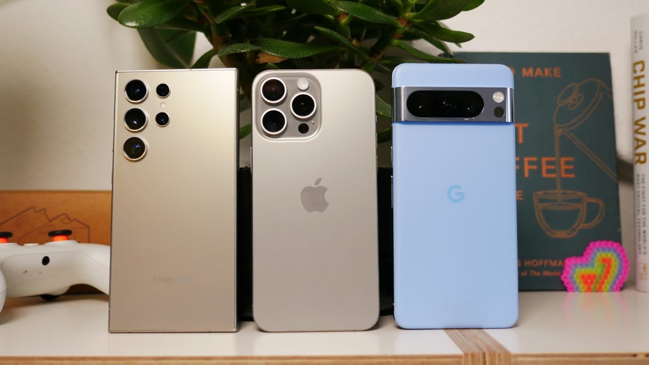 Samsung Galaxy S24 Ultra, iPhone 15 Pro, Pixel 8 Pro im Vergleichstest: Ein enges Rennen Samsung Galaxy S24 Ultra, iPhone 15 Pro, Pixel 8 Pro im Vergleichstest: Ein enges Rennen