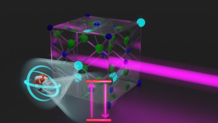 Laserstrahl trifft auf Kristall mit Thorium-Kernen. (Bild: Oliver Diekmann/TU Wien) Laser Kristall Thorium