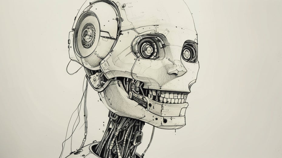 Über Kameras und mechanische Elemente kann ein Roboter Gesichter nachahmen. (Bild: Midjourney / t3n) Noch bevor ihr lächelt: Dieser Roboter kann euren Gesichtsausdruck vorhersagen und imitieren