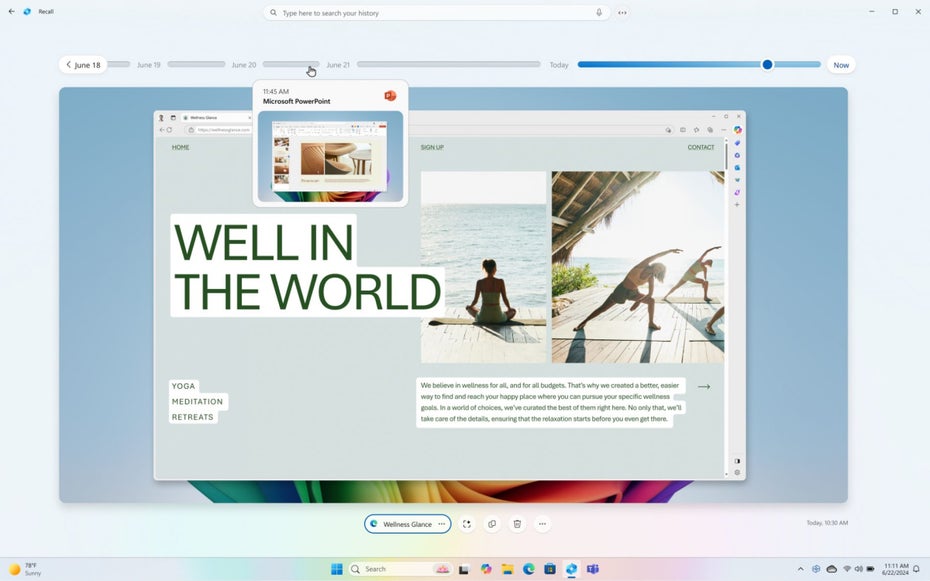 Zrzut ekranu przedstawiający nową funkcję przywracania w systemie Windows.