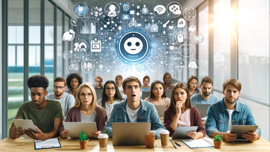 ChatGPT hat es noch nicht in den Alltag der meisten geschafft. (Grafik: Dall-E / t3n) ChatGPT und Co.: Kaum jemand nutzt KI-Chatbots im Alltag – zeigt Studie