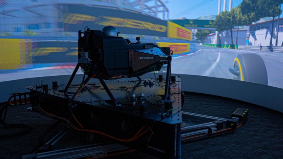 Der Simulator ist ultra-realistisch. (Foto: Dynisma) Dieser Rennsimulator imitiert das Fahrgefühl von Formel-1-Autos - kostet aber 2 Millionen Dollar