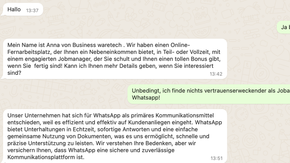 Jobangebot per Whatsapp bekommen? Unser Autor hat geantwortet - das ist passiert