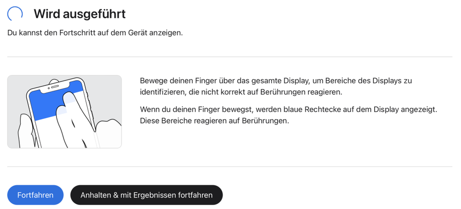 Ein Screenshot vom Apple-Diagnosetool.