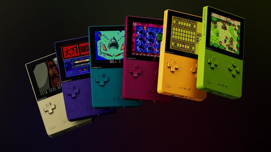 Das ist der Analogue Pocket. (Foto: Analogue) Analogue Pocket: Der Retro-Handheld kommt jetzt in Game-Boy-Color-Farben