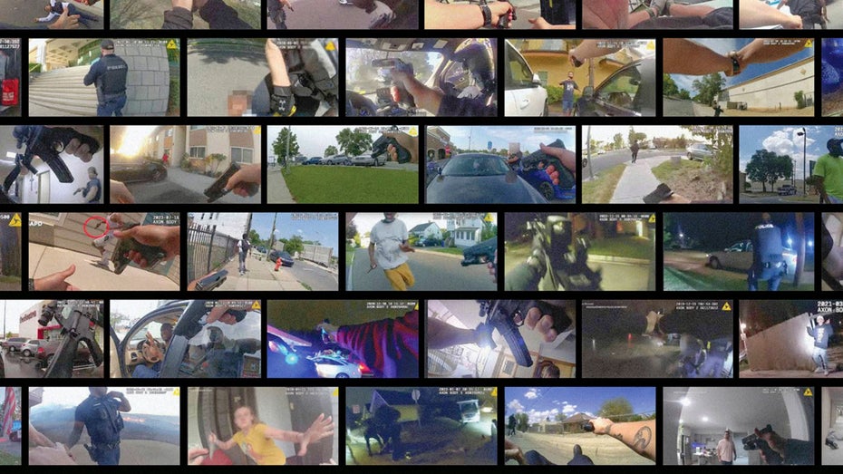 Bodycam-Aufnahmen sollen mehr Transparenz in die Polizeiarbeit bringen. Aber die schiere Fülle des Videomaterials macht das unmöglich. (Montage: MIT Technology Review) Polizei-Arbeit: Wie KI-Software die Analyse von Bodycam-Videos erleichtern soll