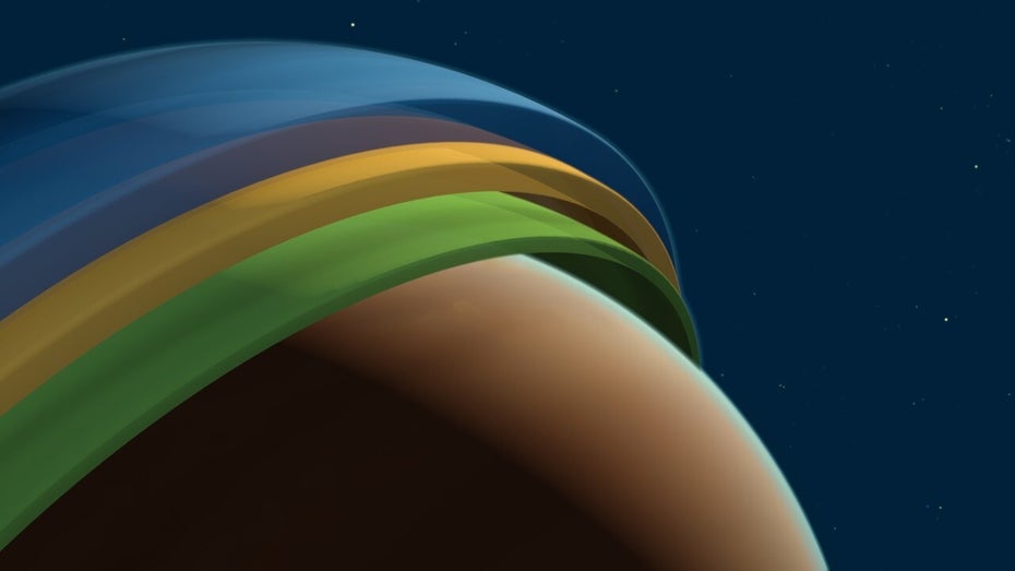 3D-Struktur der Atmosphäre des Exoplaneten Tylos (Wasp-121b). (Grafik: Eso/M. Kornmesser) 3D-Struktur der Atmosphäre Wasp-121b