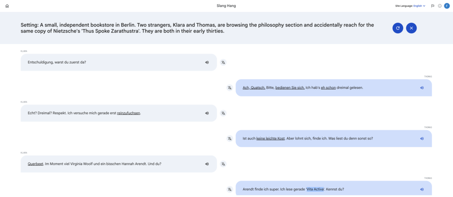 Eine Konversation zwischen zwei Menschen, KI-generiert