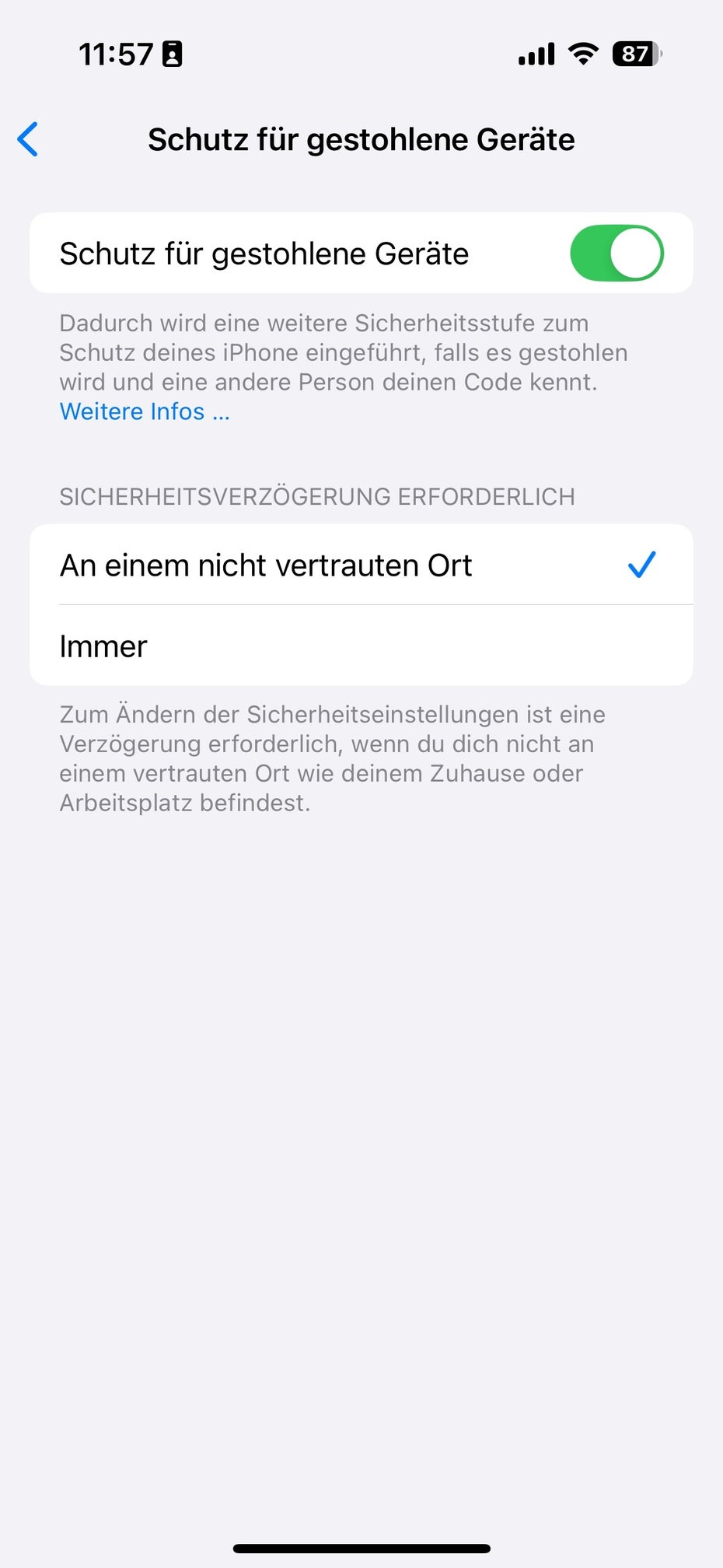 Screenshot aus iOS 18.5.